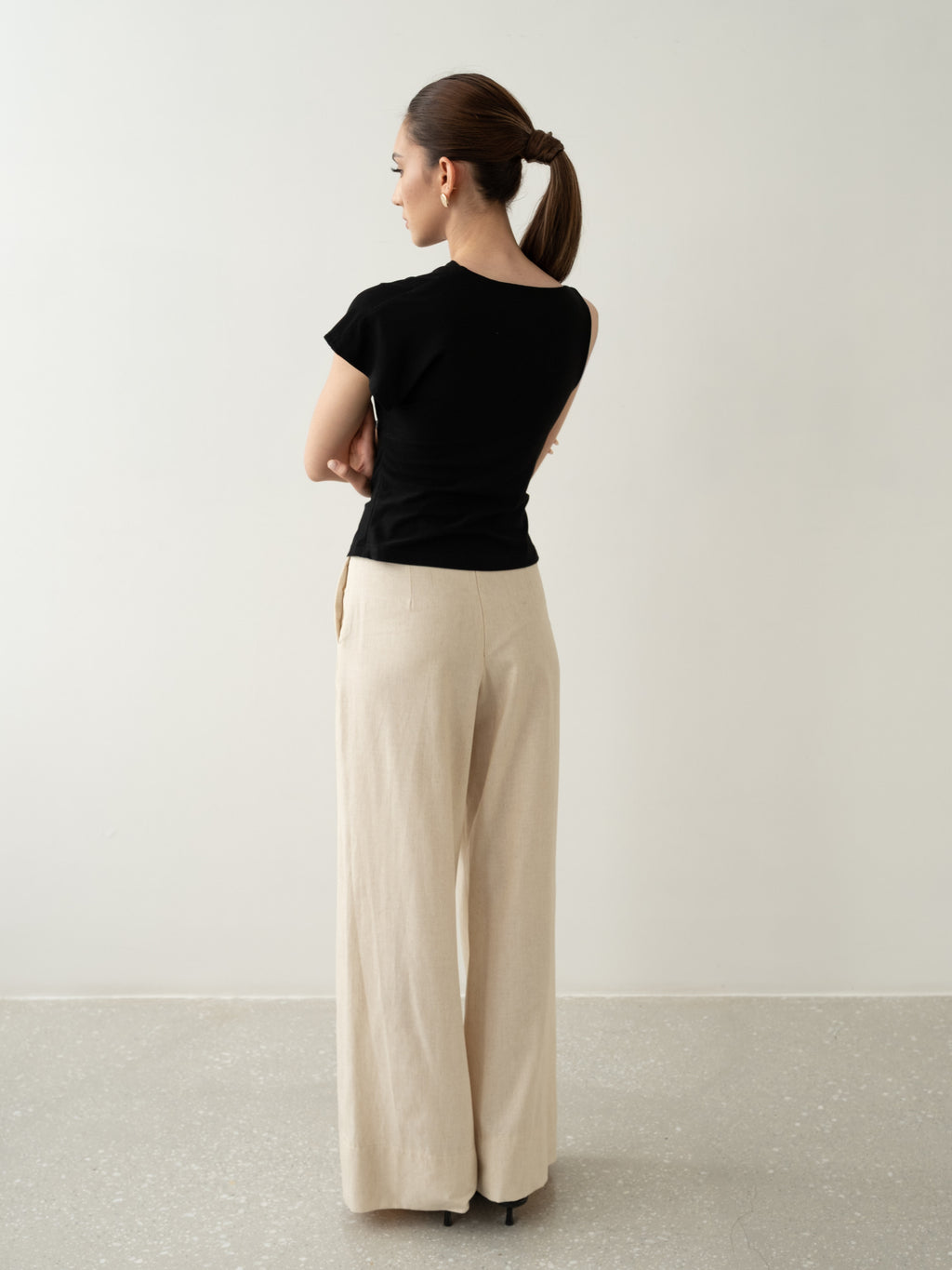 Wood Asymmetrical Bead Top