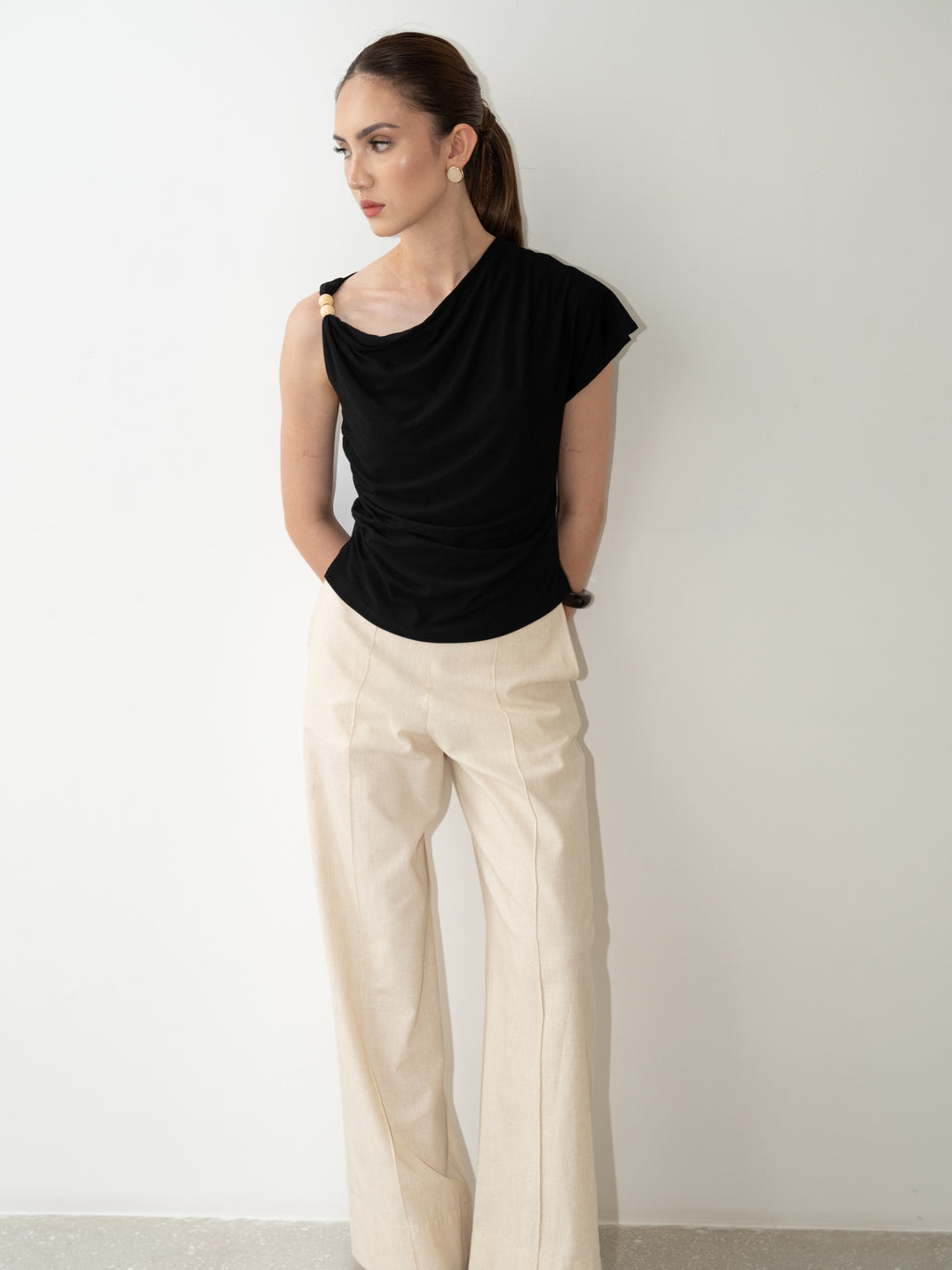 Wood Asymmetrical Bead Top
