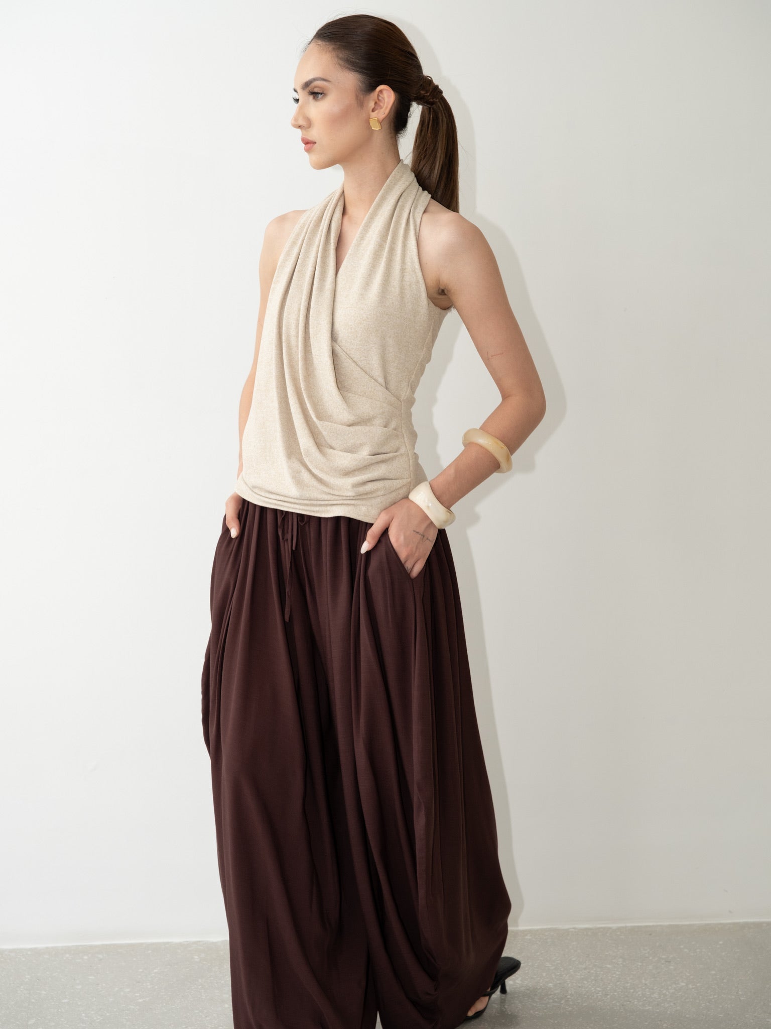 Calla Halterneck Draped Top