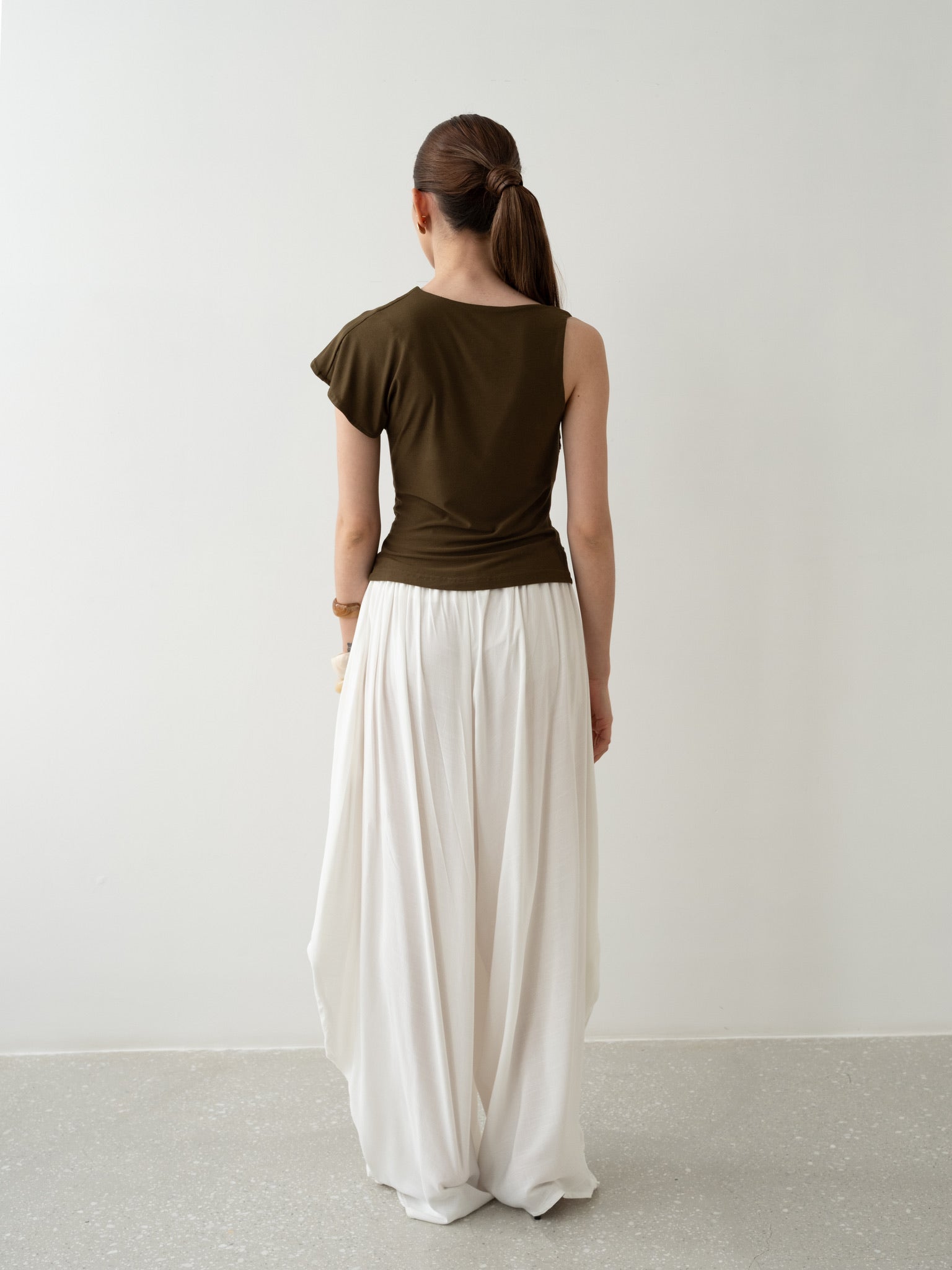 Wood Asymmetrical Bead Top