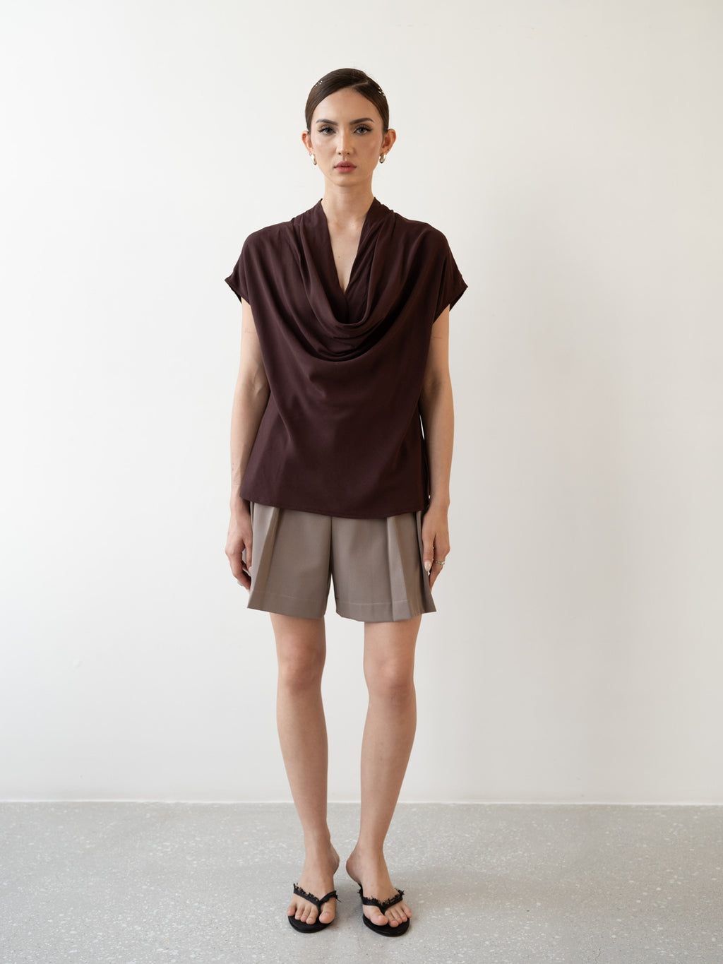 Palm Draped Cowl Top
