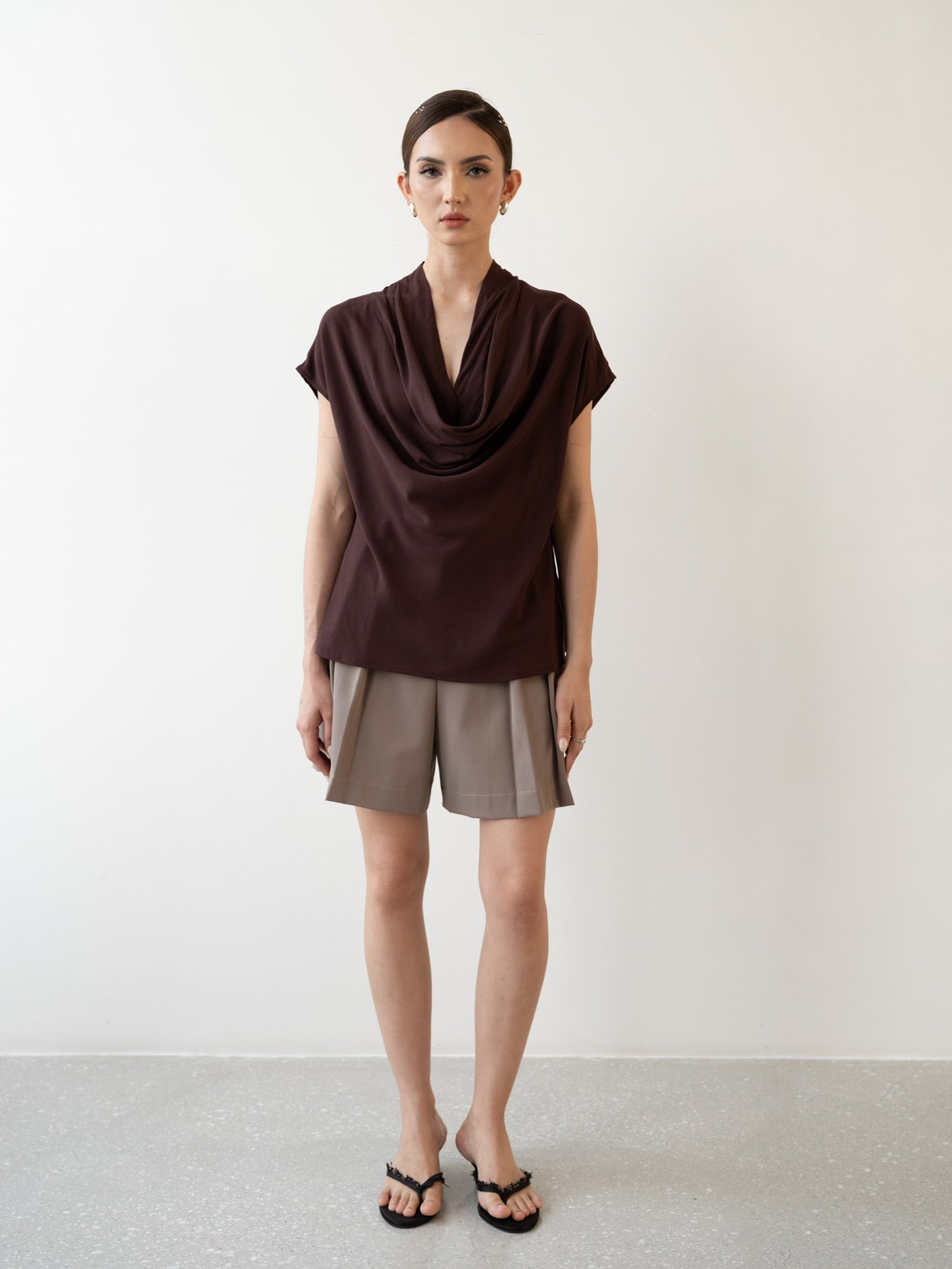 Palm Draped Cowl Top