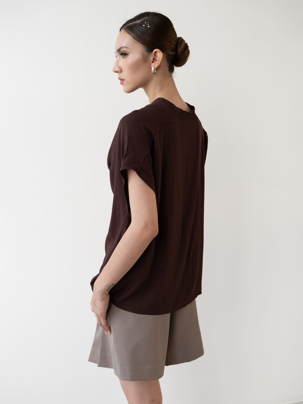 Palm Draped Cowl Top
