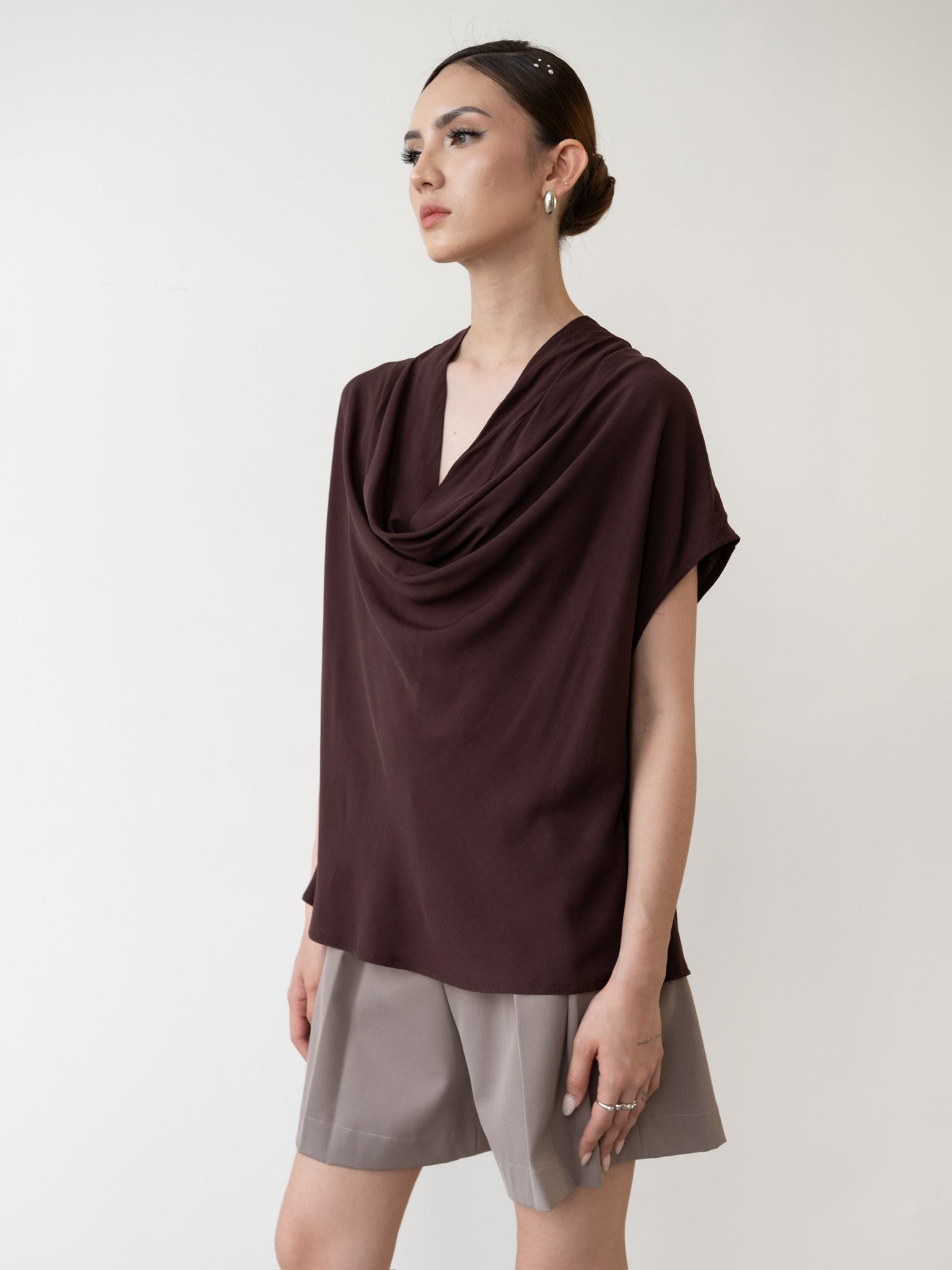 Palm Draped Cowl Top
