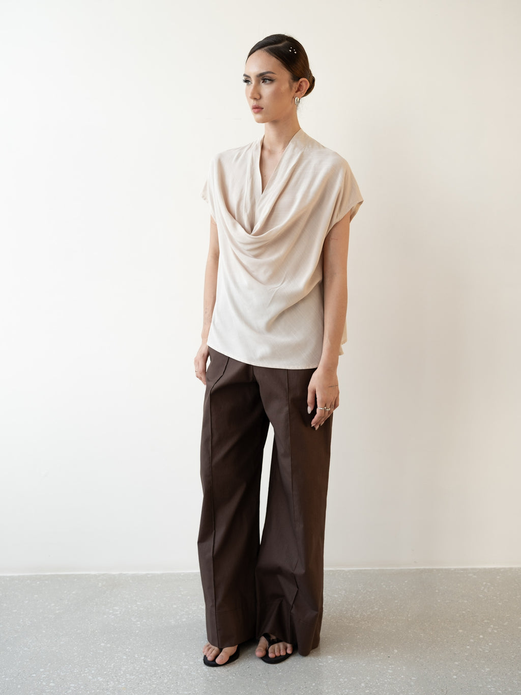 Palm Draped Cowl Top