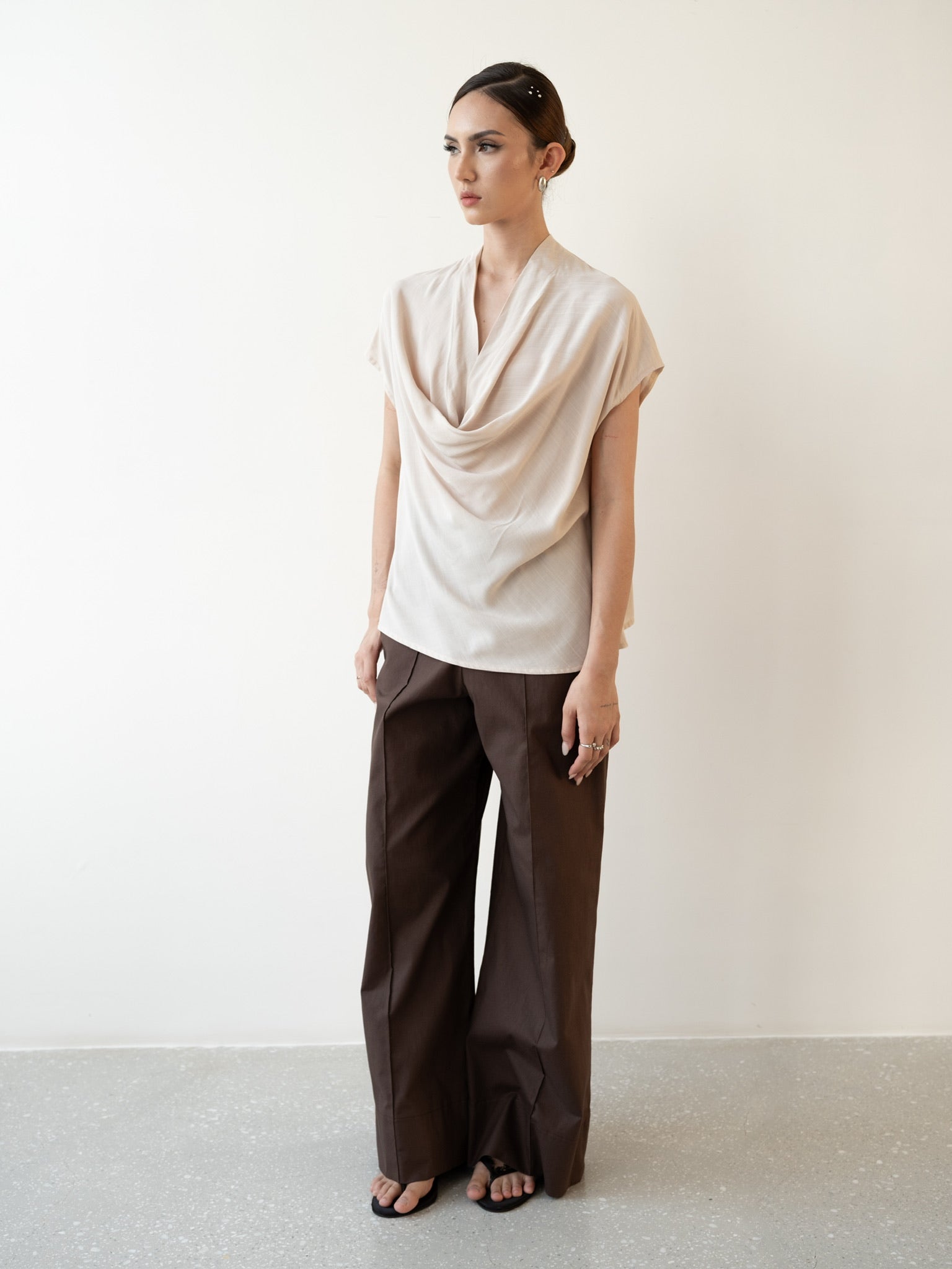 Palm Draped Cowl Top