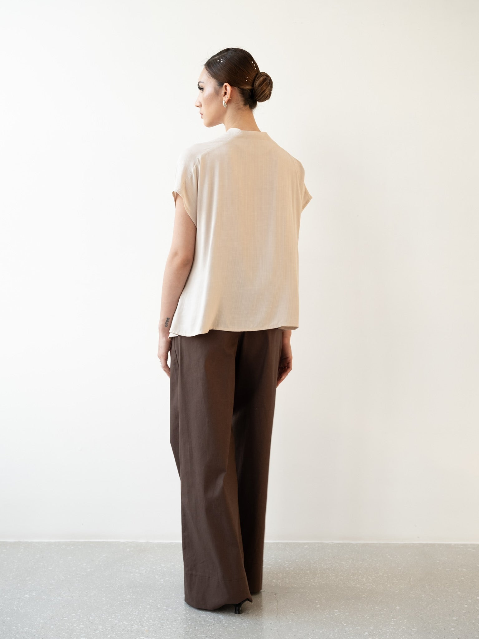 Palm Draped Cowl Top
