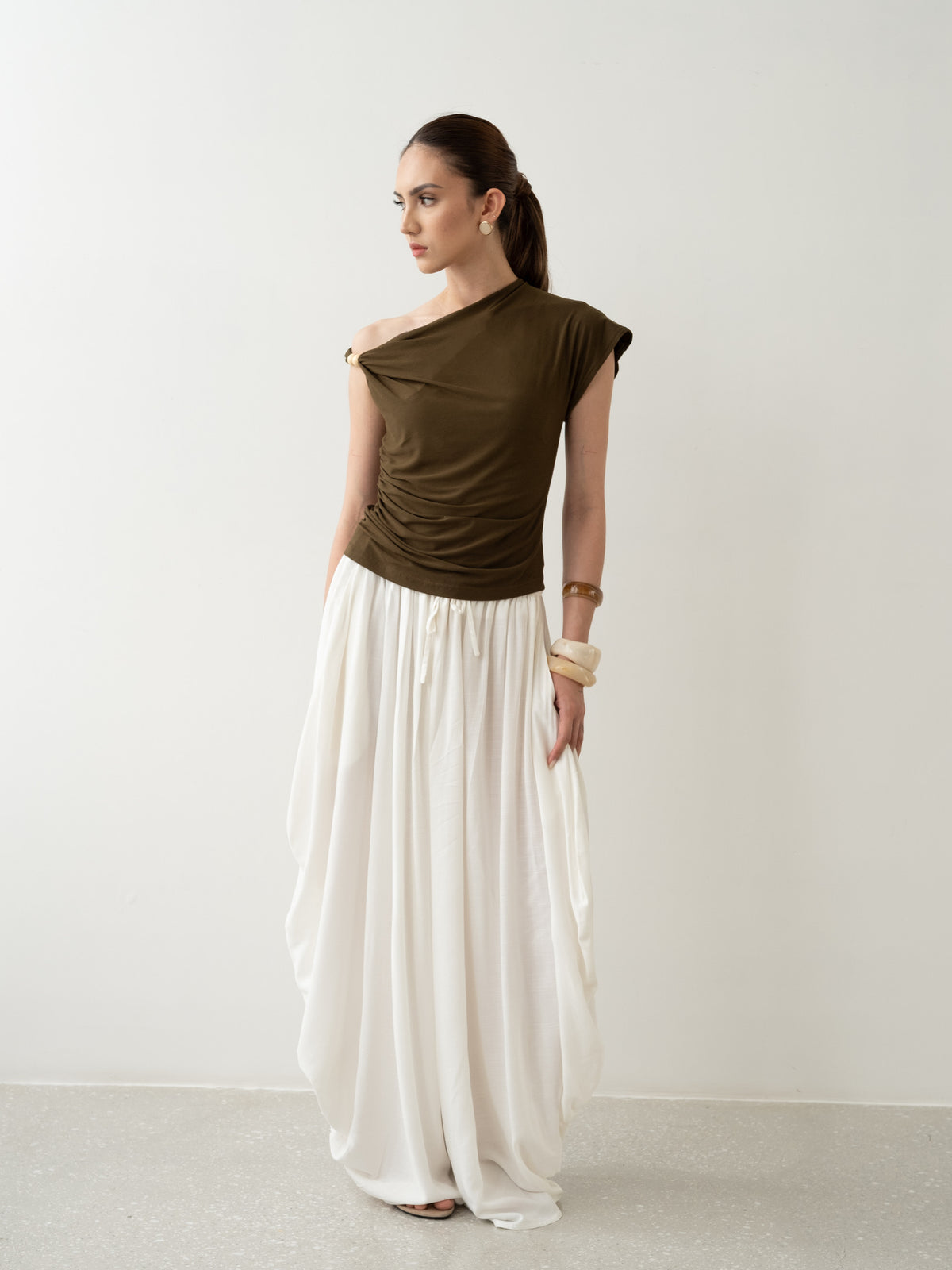 Wood Asymmetrical Bead Top